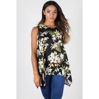 Gabi Multi Print Hanky Hem Short Sleeves Top