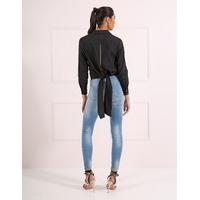 gail denim blue skinny jeans with zip detail