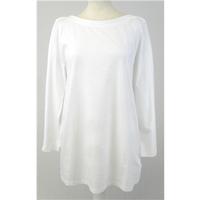 Gap - Large Size - White - Long Sleeved Boat Neck Top