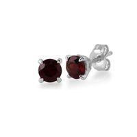 Garnet Round Stud Earrings In 9ct White Gold 4.50mm Claw Set