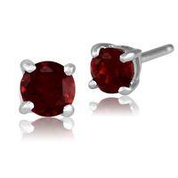 Garnet Round Stud Earrings In 9ct White Gold 3.50mm Claw Set