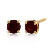 Garnet Round Stud Earrings In 9ct Yellow Gold 3.50mm Claw Set