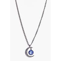 Galactic Moon Pendant Necklace - blue