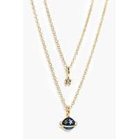 Galactic Planet Layered Necklace - gold