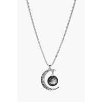 Galactic Moon Pendant Necklace - black