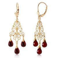 Garnet Mirage Briolette Drop Earrings 3.75ctw in 9ct Gold