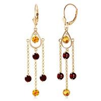 garnet and citrine faro drop earrings 30ctw in 9ct gold