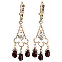 garnet and diamond trilogy drop earrings 63ctw in 9ct gold