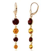 garnet and citrine quadruplo drop earrings 78ctw in 9ct gold