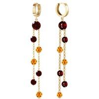 Garnet and Citrine Roman Drop Earrings 8.99ctw in 9ct Gold