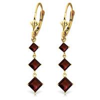 Garnet Three Stone Drop Earrings 4.79ctw in 9ct Gold