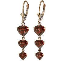 Garnet Triple Heart Drop Earrings 6.0ctw in 9ct Gold