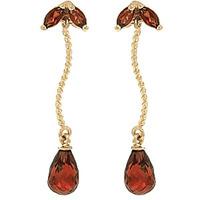 Garnet Teardrop Briolette Earrings 3.4ctw in 9ct Gold