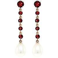 Garnet and Pearl by the Yard Drop Earrings 10.0ctw in 9ct Gold