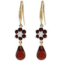 Garnet and Diamond Daisy Chain Drop Earrings 5.45ctw in 9ct Gold