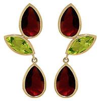 garnet and peridot petal drop earrings 136ctw in 9ct gold