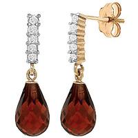 garnet and diamond stem droplet earrings 45ctw in 9ct gold