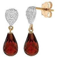 garnet and diamond droplet earrings 45ctw in 9ct gold