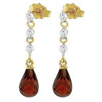 garnet and diamond chain droplet earrings 30ctw in 9ct gold