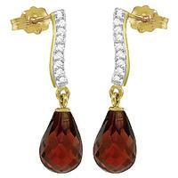 Garnet and Diamond Droplet Earrings 4.5ctw in 9ct Gold