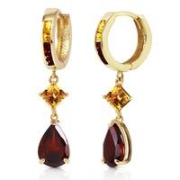 Garnet and Citrine Huggie Earrings 4.9ctw in 9ct Gold