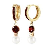 garnet and pearl huggie earrings 43ctw in 9ct gold