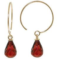 Garnet Eclipse Briolette Circle Wire Earrings 1.35ctw in 9ct Gold