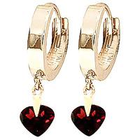 garnet heart earrings 15ctw in 9ct gold