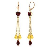 Garnet and Citrine Vestige Drop Earrings 9.5ctw in 9ct Gold