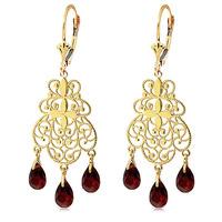 Garnet Trilogy Briolette Drop Earrings 3.75ctw in 9ct Gold