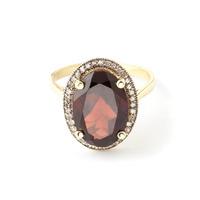 Garnet and Diamond Halo Ring 6.0ct in 9ct Gold