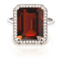 Garnet and Diamond Halo Ring 7.5ct in 9ct White Gold