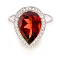 garnet and diamond halo ring 39ct in 9ct white gold