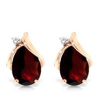 Garnet and Diamond Stud Earrings 4.0ctw in 9ct Rose Gold