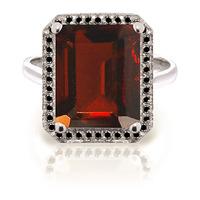 Garnet and Diamond Halo Ring 7.5ct in 9ct White Gold