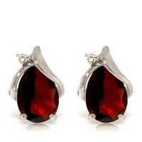 Garnet and Diamond Stud Earrings 4.0ctw in 9ct White Gold