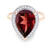 garnet and diamond halo ring 39ct in 9ct rose gold