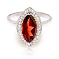 garnet and diamond halo ring 20ct in 9ct white gold