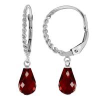 Garnet Plait Stem Briolette Drop Earrings 3.0ctw in 9ct White Gold