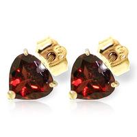 Garnet Heart Stud Earrings 3.25ctw in 9ct Gold