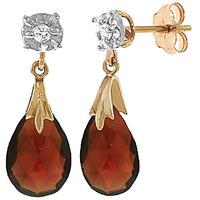 Garnet and Diamond Comet Stud Earrings 6.0ctw in 9ct Gold