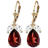 garnet and white topaz drop earrings 130ctw in 9ct gold