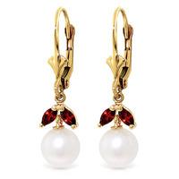 Garnet and Pearl Dewdrop Earrings 4.4ctw in 9ct Gold