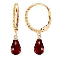 Garnet Plait Stem Briolette Drop Earrings 3.0ctw in 9ct Gold