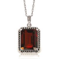 Garnet and Diamond Halo Pendant Necklace 7.5ct in 9ct White Gold