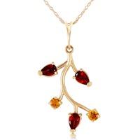 garnet and citrine vine pendant necklace 095ctw in 9ct gold