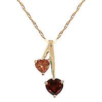 garnet and citrine twin pendant necklace 14ctw in 9ct gold