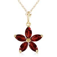 Garnet Flower Star Pendant Necklace 1.4ctw in 9ct Gold