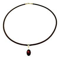 Garnet and Diamond Leather Pendant Necklace 7.55ct in 9ct Gold