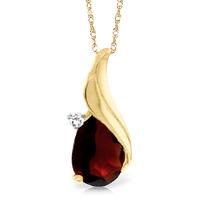 Garnet and Diamond Pendant Necklace 2.0ct in 9ct Gold